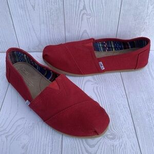 Toms Alpargata Classic Canvas Slip On Flats Shoes Red 9 M